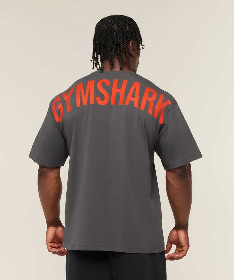 Gymshark Power T-Shirt - Onyx Grey/Bold Orange