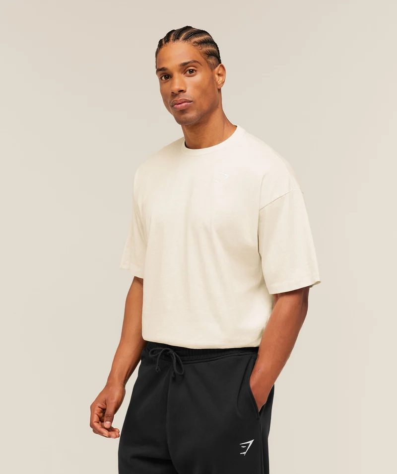 Gymshark Crest Oversized T-Shirt - Bros Chalk Marl
