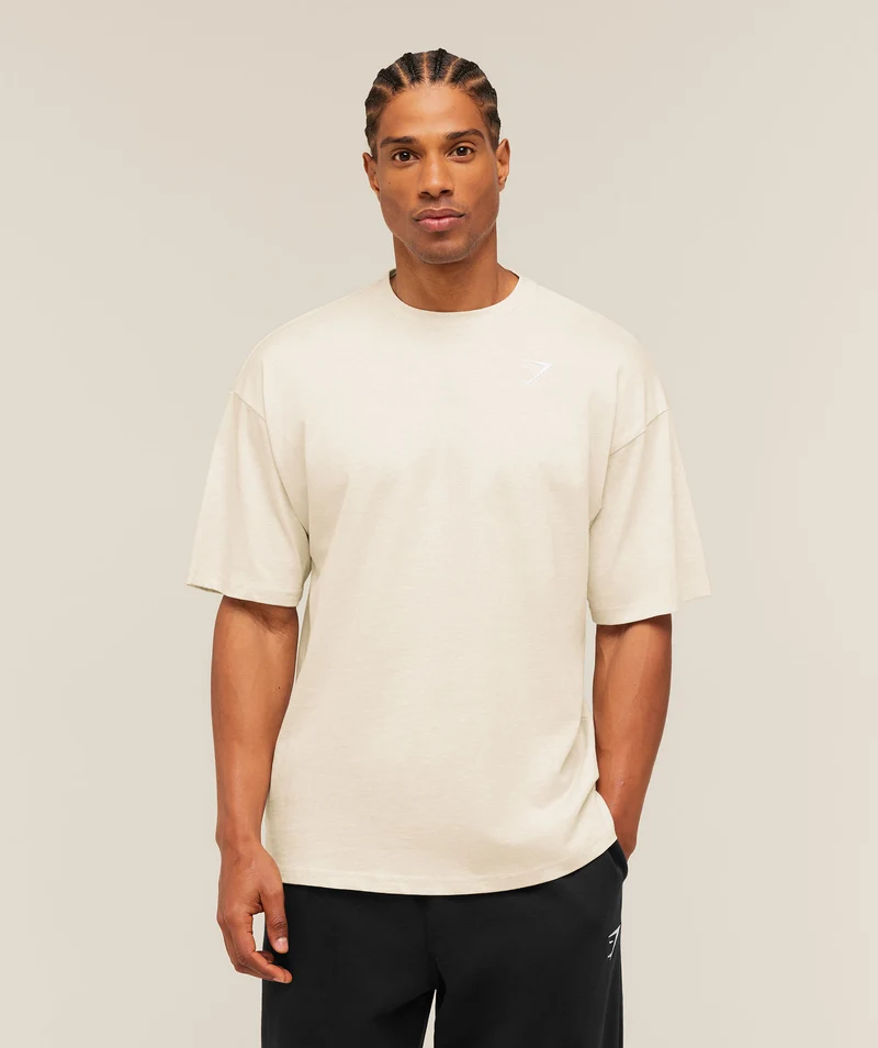 Gymshark Crest Oversized T-Shirt - Bros Chalk Marl