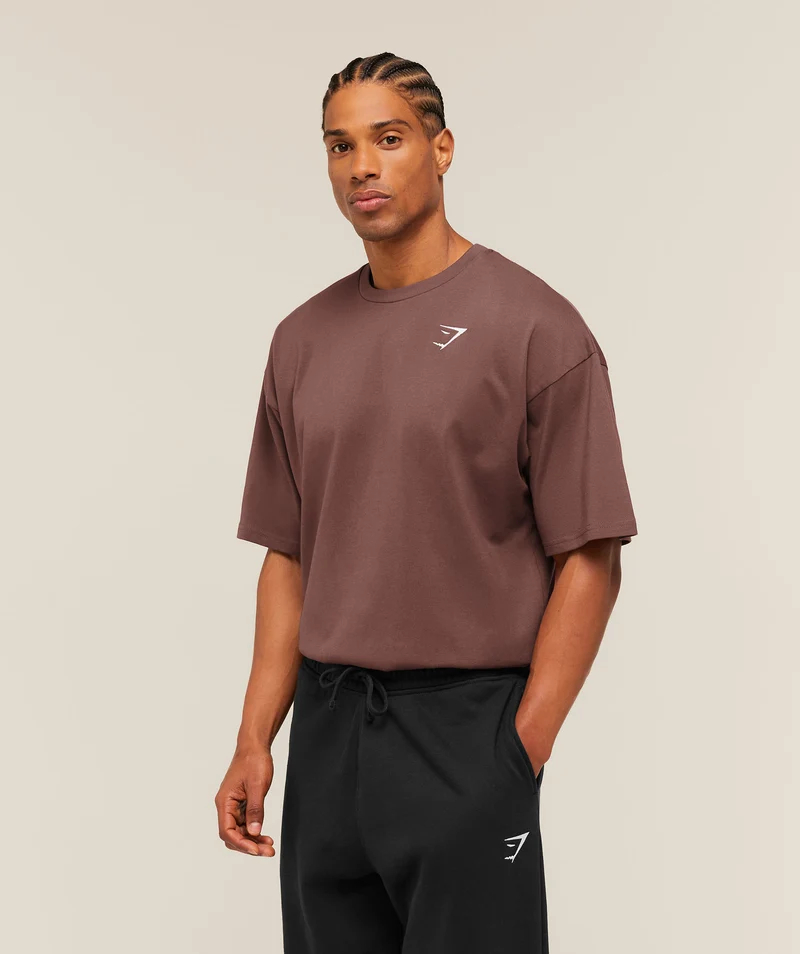 Gymshark Crest Oversized T-Shirt - Espresso Brown