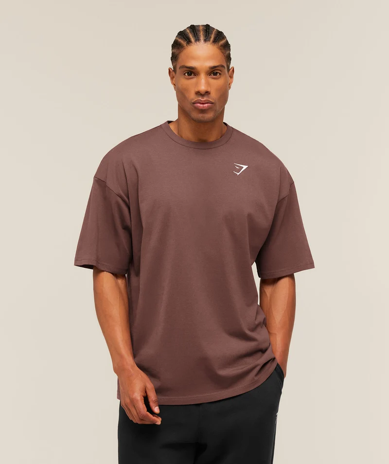 Gymshark Crest Oversized T-Shirt - Espresso Brown