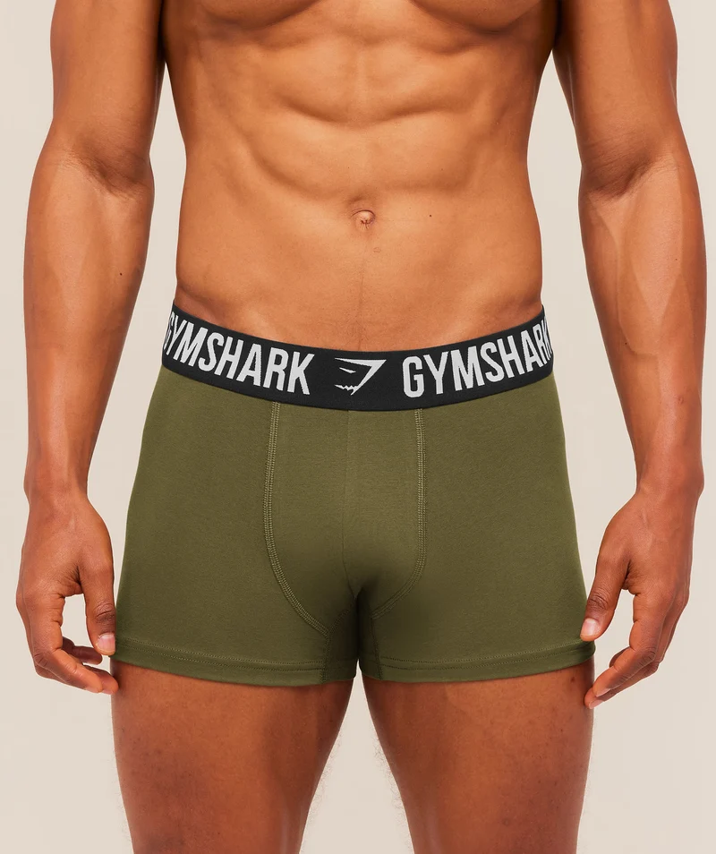Gymshark Boxer Brief 3PK - Chalk Beige/Canvas Green/Cherry Purple