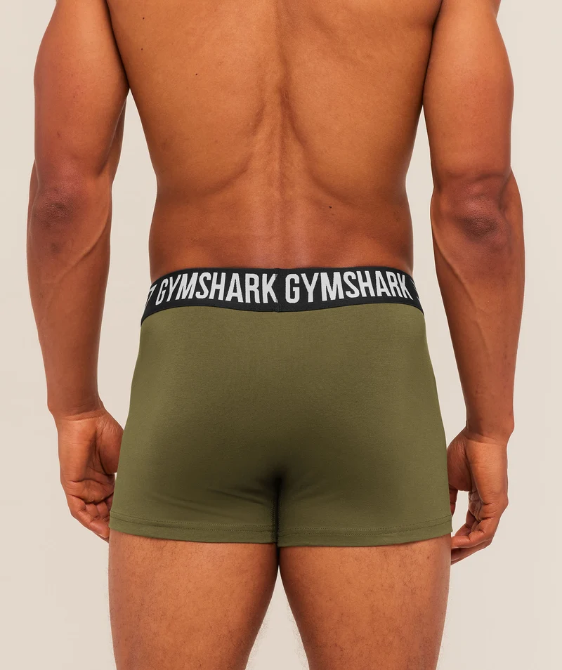 Gymshark Boxer Brief 3PK - Chalk Beige/Canvas Green/Cherry Purple