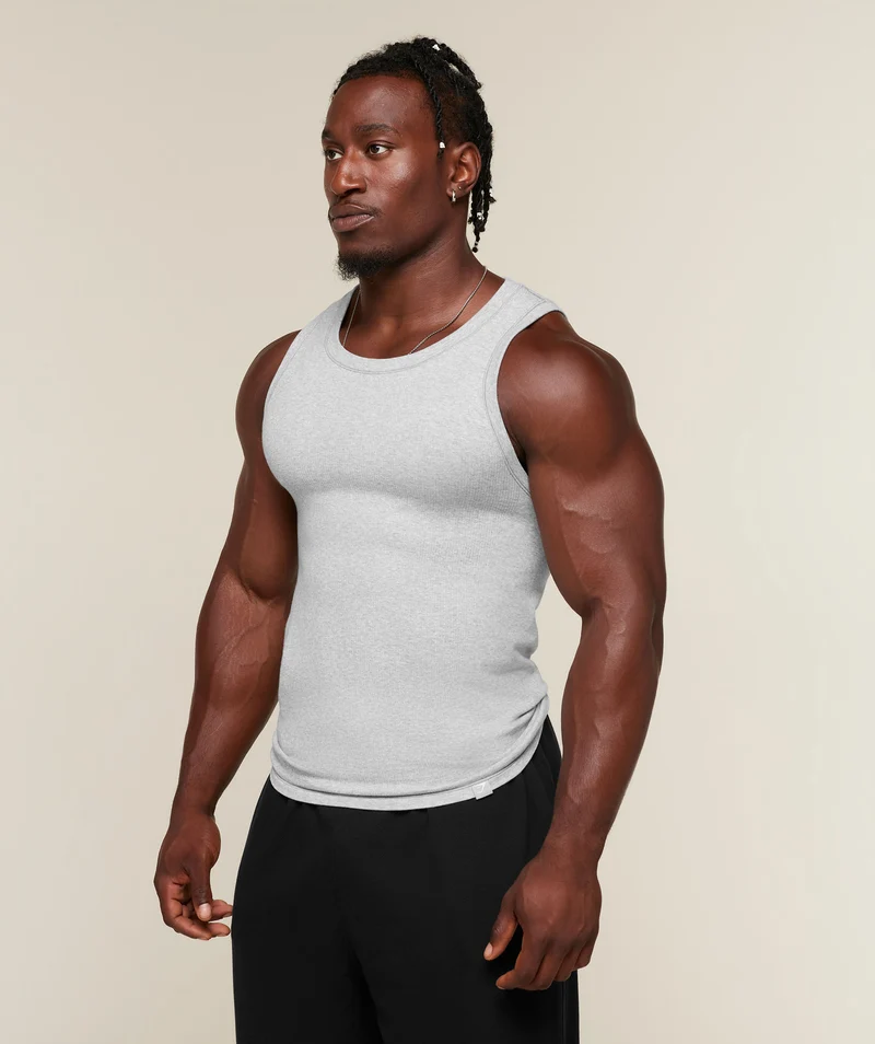 Gymshark Cotton Seamless Sleeveless Top - Soft Grey Marl