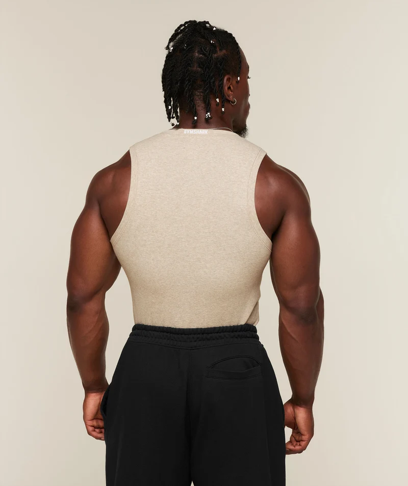 Gymshark Cotton Seamless Sleeveless Top - Oat Marl