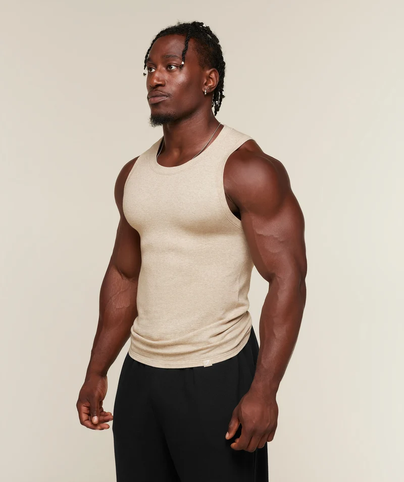 Gymshark Cotton Seamless Sleeveless Top - Oat Marl