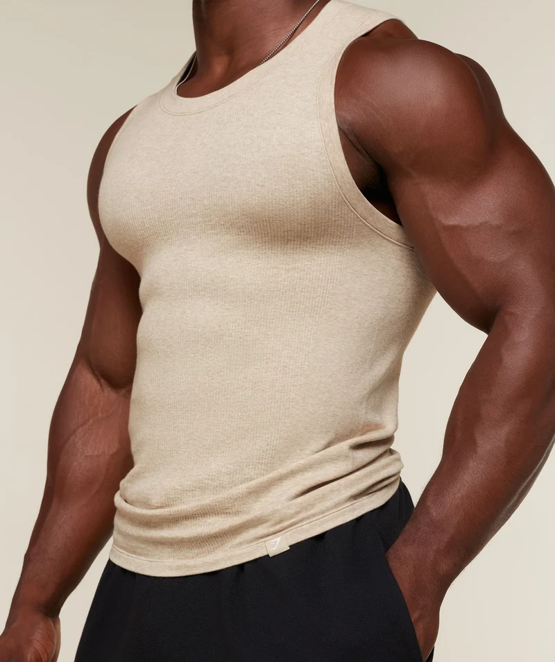Gymshark Cotton Seamless Sleeveless Top - Oat Marl