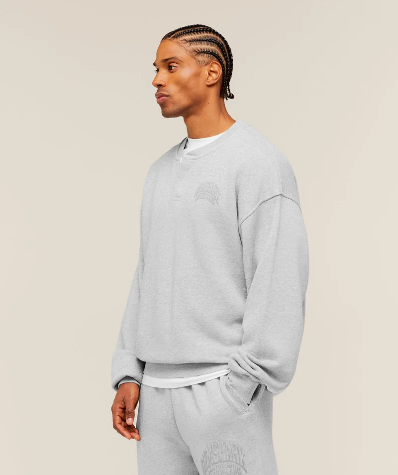 Gymshark GSLC Henley Sweat - Soft Grey Marl