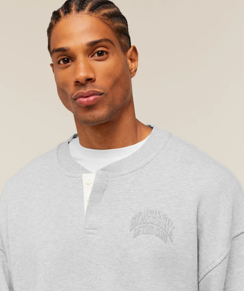 Gymshark GSLC Henley Sweat - Soft Grey Marl