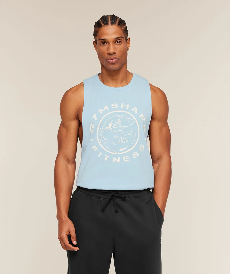 Gymshark Legacy Drop Arm Tank - Chilled Blue