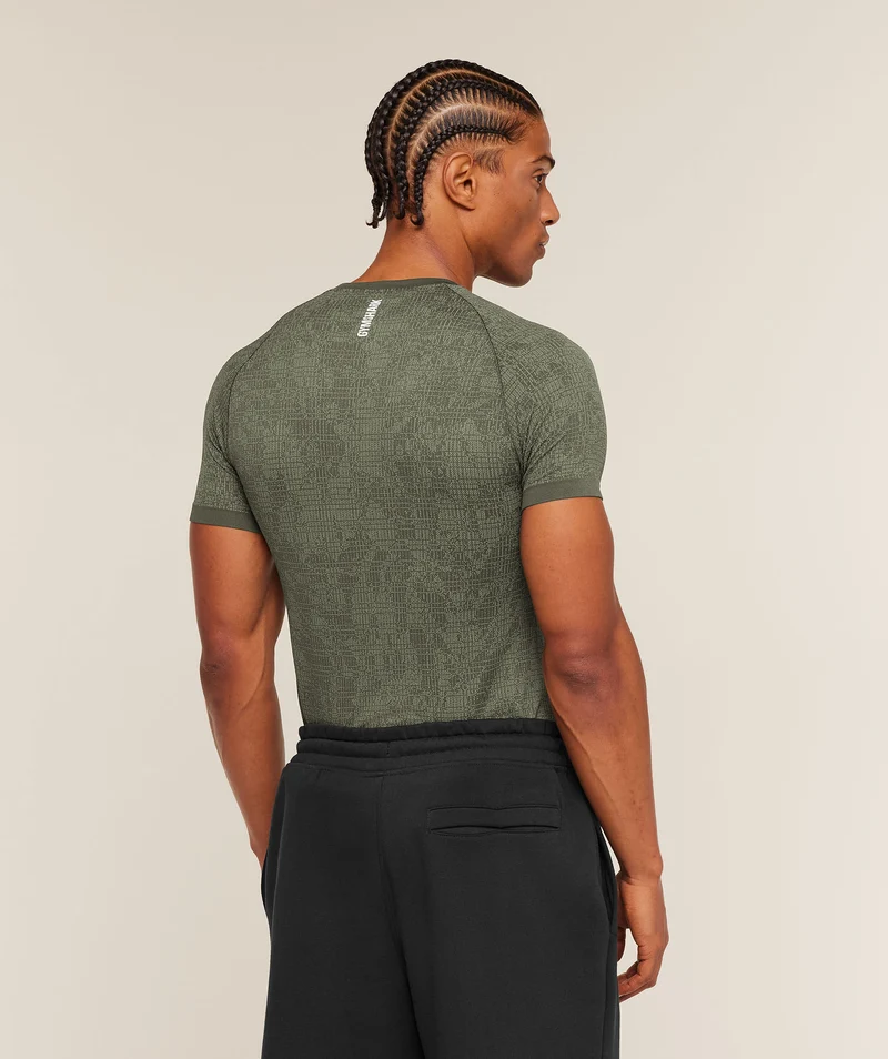 Gymshark Geo Seamless Grid T-Shirt - Strength Green/Haze Green