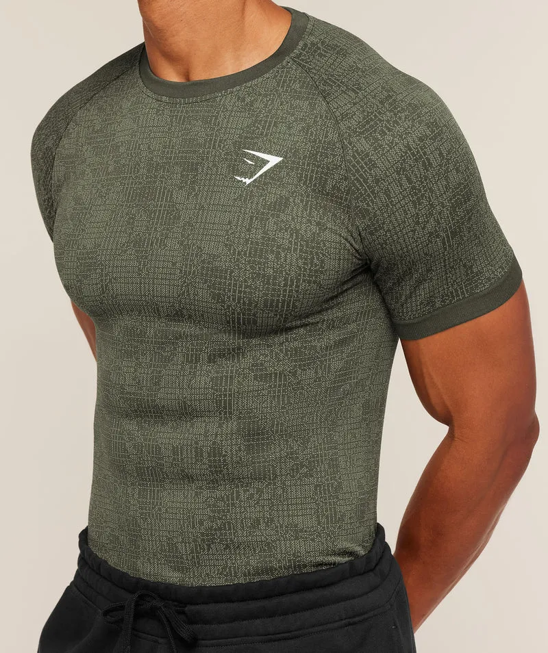 Gymshark Geo Seamless Grid T-Shirt - Strength Green/Haze Green