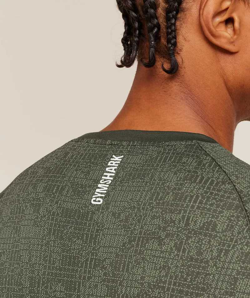 Gymshark Geo Seamless Grid T-Shirt - Strength Green/Haze Green
