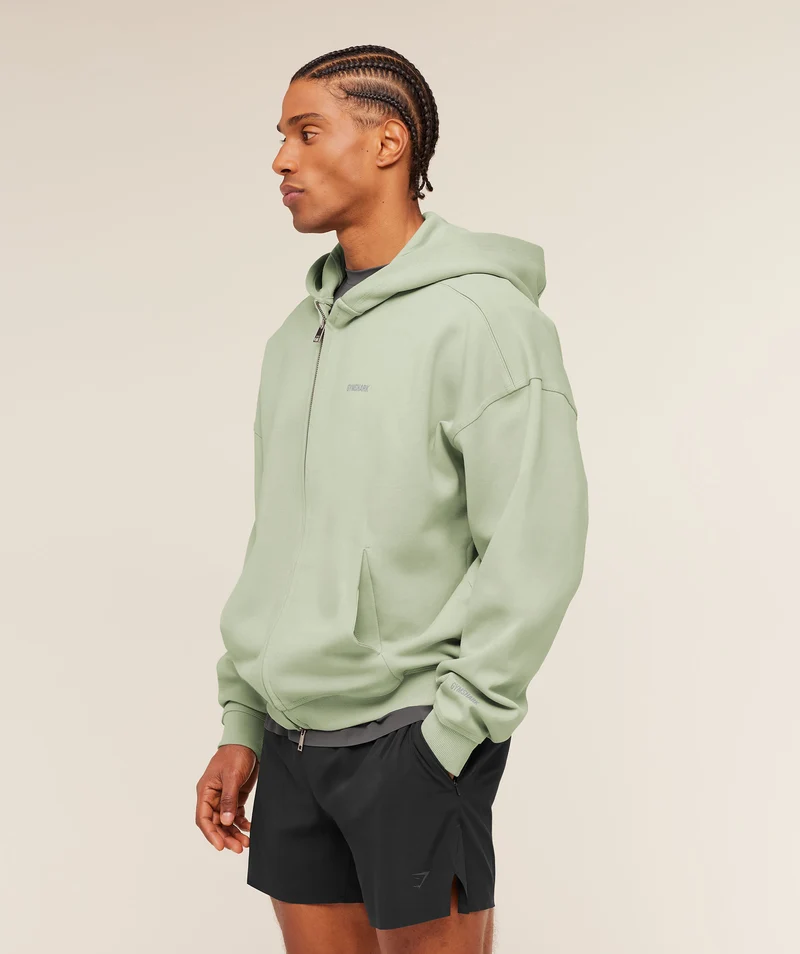 Gymshark Evolve Lightweight Zip Through Hoodie - Haze Green