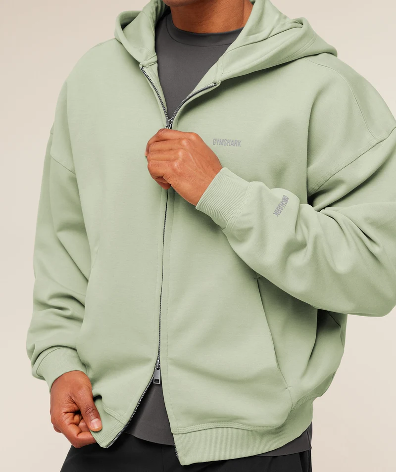 Gymshark Evolve Lightweight Zip Through Hoodie - Haze Green