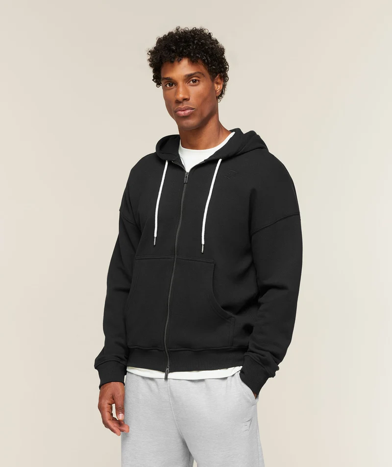 Gymshark Campus Crest Zip Through Hoodie - Black