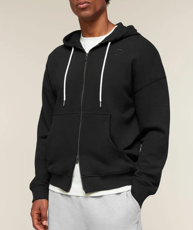 Gymshark Campus Crest Zip Through Hoodie - Black