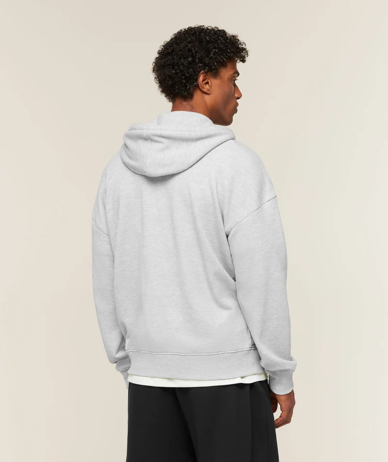 Gymshark Campus Crest Zip Through Hoodie - Soft Grey Marl