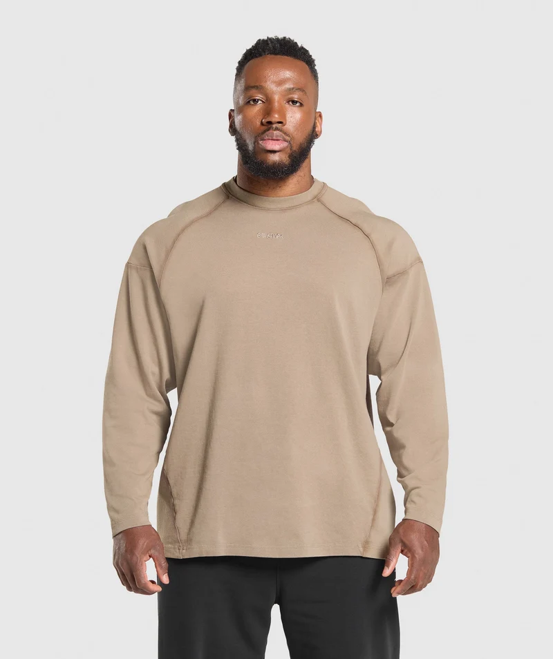 Gymshark Heavyweight Long Sleeve T-Shirt - Lifestyle Brown