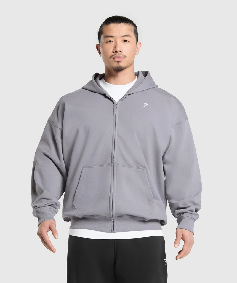 Gymshark Atlas Zip Up Hoodie - Medium Grey