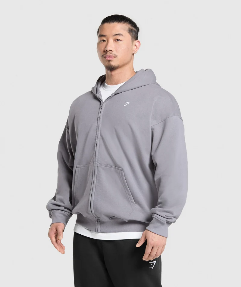 Gymshark Atlas Zip Up Hoodie - Medium Grey