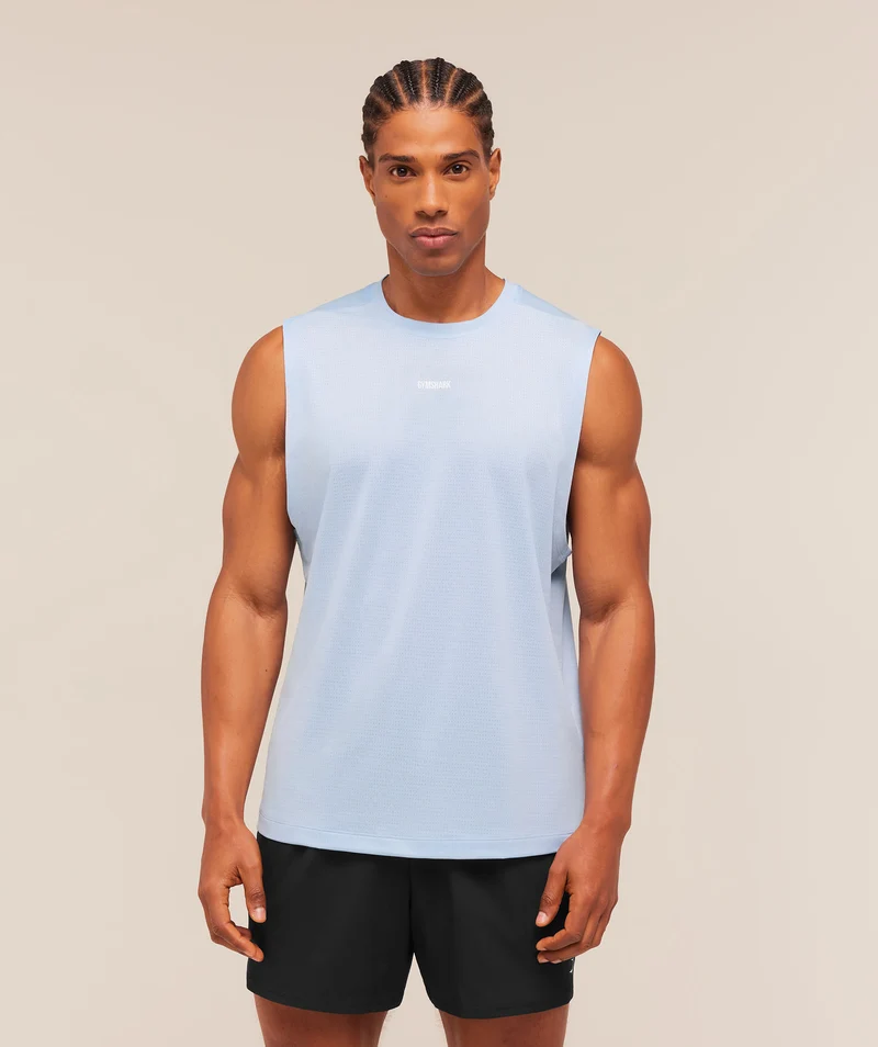 Gymshark Train Cut Off Tank - Tranquil Blue