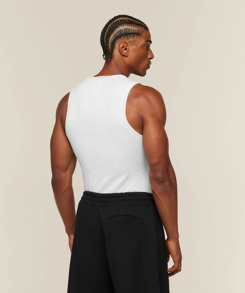 Gymshark Cotton Seamless Sleeveless Top - White Grey Marl