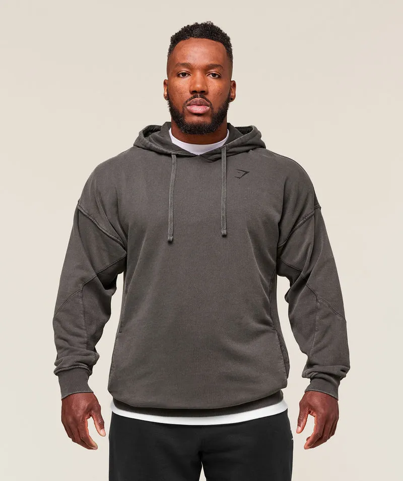 Gymshark Power Washed Hoodie - Onyx Grey/Acid Wash Small Ball