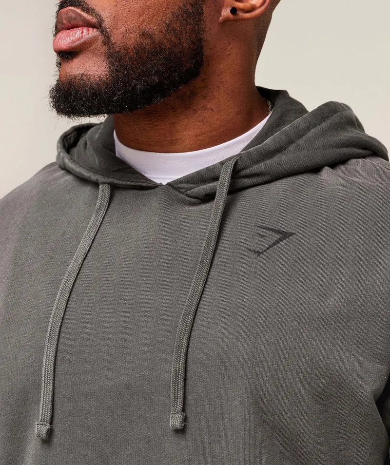 Gymshark Power Washed Hoodie - Onyx Grey/Acid Wash Small Ball