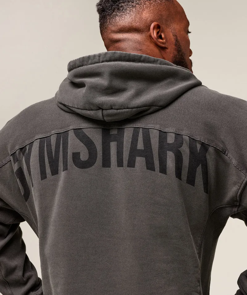 Gymshark Power Washed Hoodie - Onyx Grey/Acid Wash Small Ball