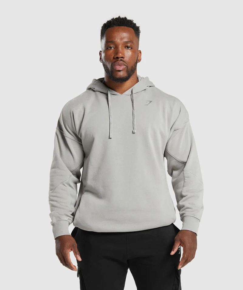 Gymshark Power Washed Hoodie - Smokey Grey/Acid Wash Small Ball