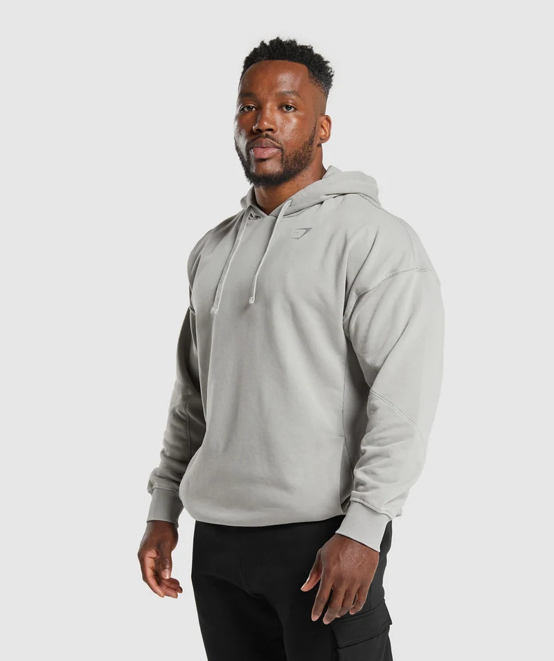 Gymshark Power Washed Hoodie - Smokey Grey/Acid Wash Small Ball