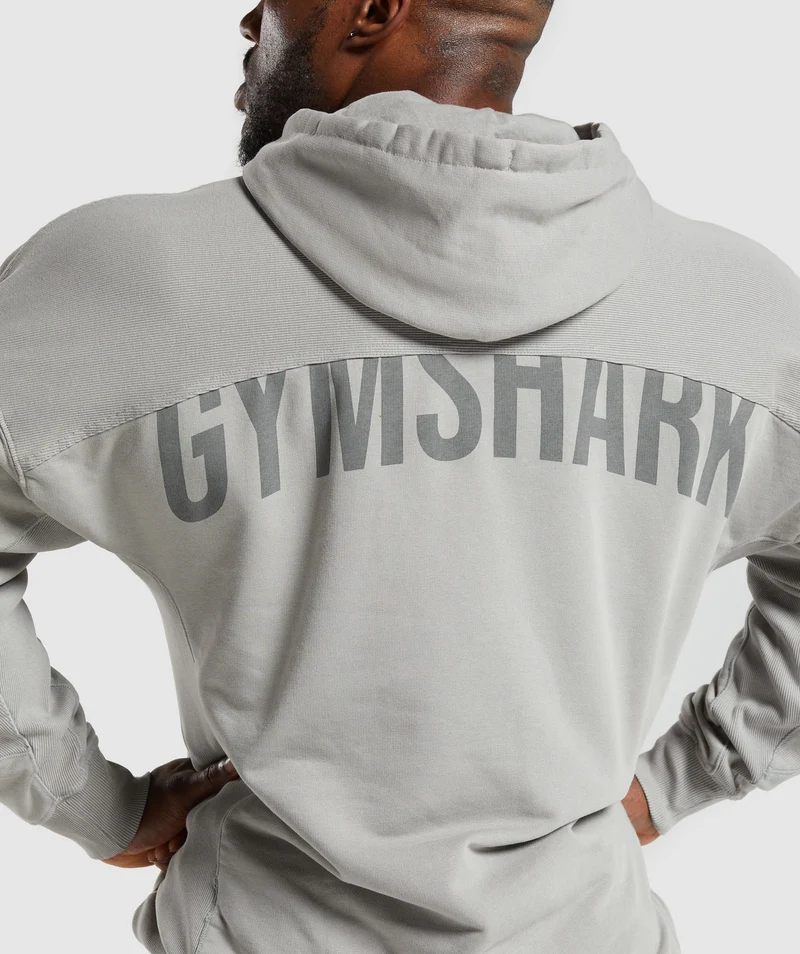 Gymshark Power Washed Hoodie - Smokey Grey/Acid Wash Small Ball