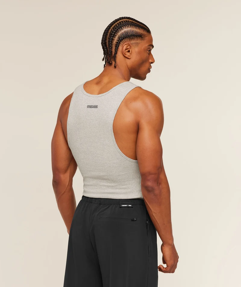 Gymshark x CBUM Ribbed Tank - Bros Stone Grey Marl