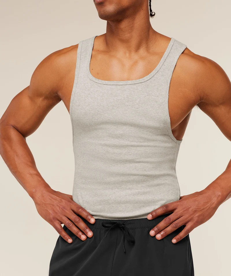 Gymshark x CBUM Ribbed Tank - Bros Stone Grey Marl