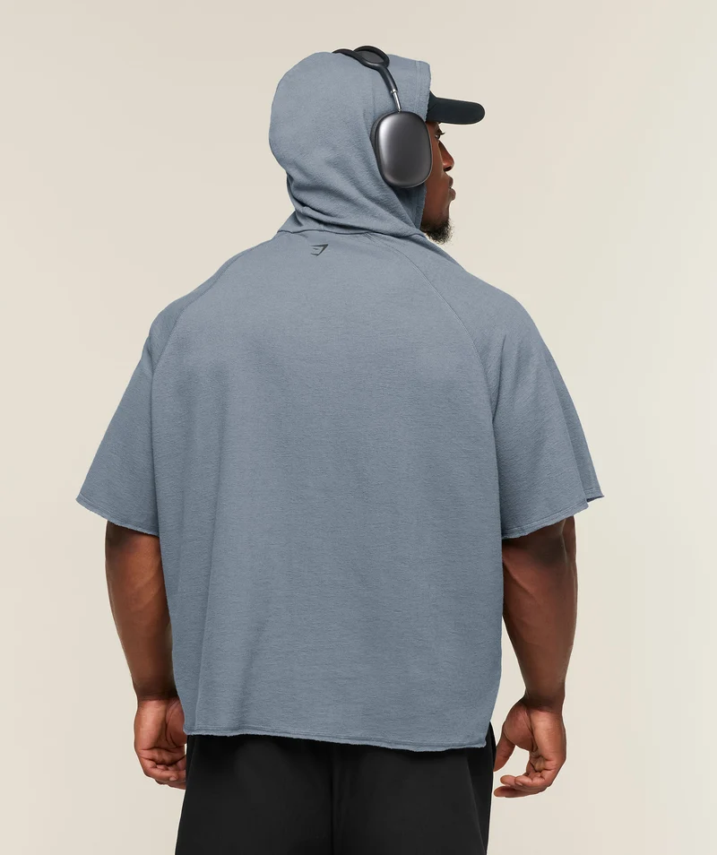 Gymshark Summer Pump Cover Short Sleeve Hoodie - Iron Blue