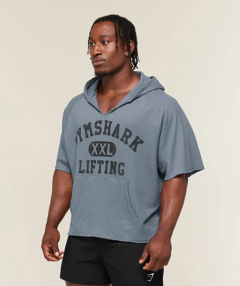 Gymshark Summer Pump Cover Short Sleeve Hoodie - Iron Blue