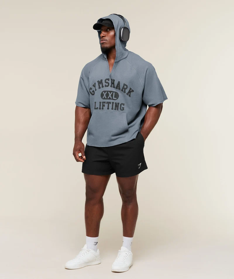 Gymshark Summer Pump Cover Short Sleeve Hoodie - Iron Blue