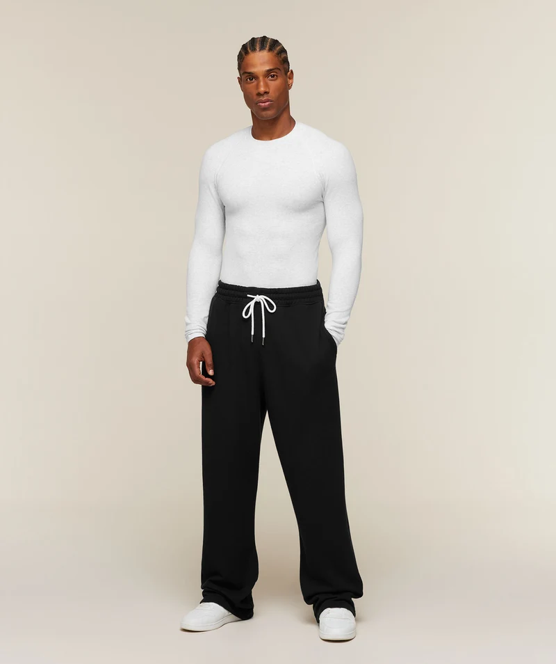Gymshark Cotton Seamless Long Sleeve T-Shirt - White Grey Marl