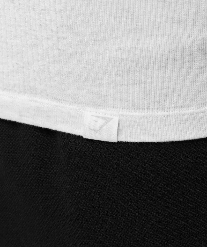 Gymshark Cotton Seamless Long Sleeve T-Shirt - White Grey Marl