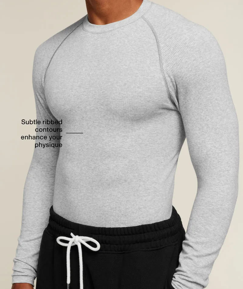 Gymshark Cotton Seamless Long Sleeve T-Shirt - Soft Grey Marl