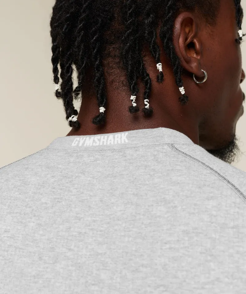 Gymshark Cotton Seamless Long Sleeve T-Shirt - Soft Grey Marl