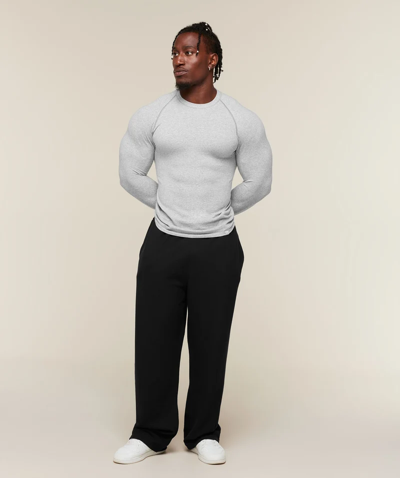 Gymshark Cotton Seamless Long Sleeve T-Shirt - Soft Grey Marl
