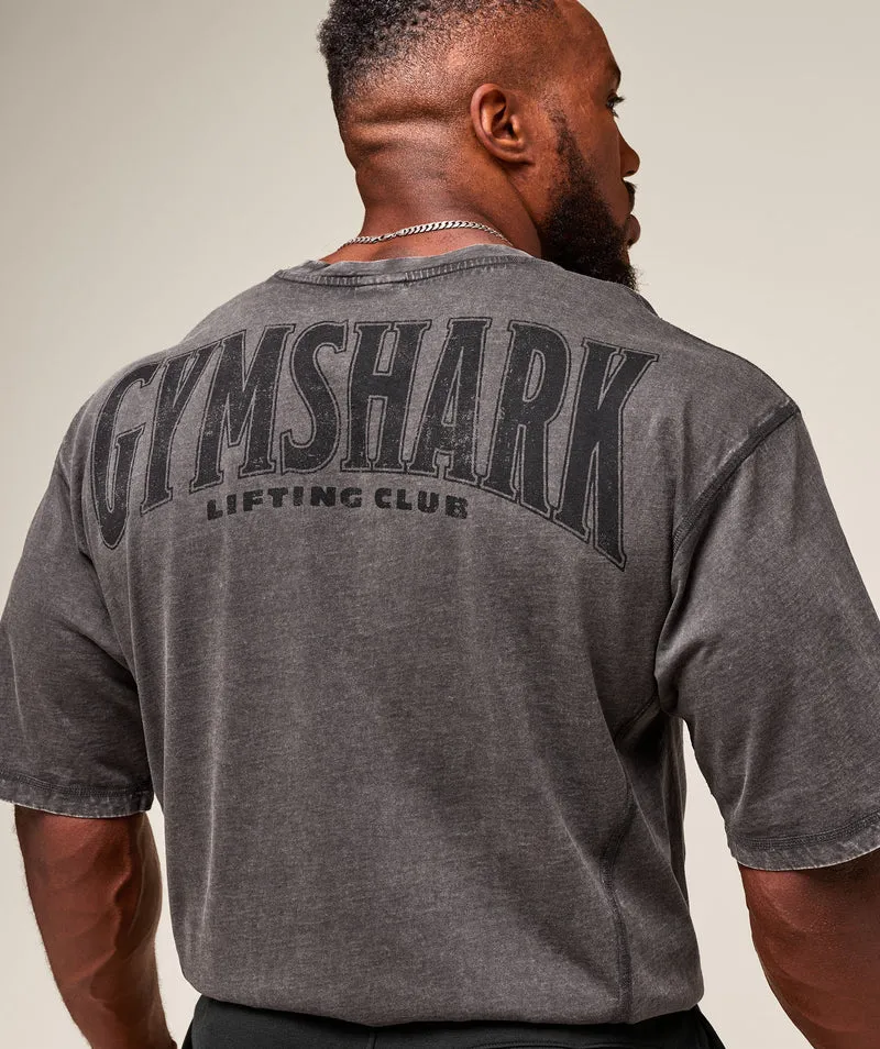 Gymshark Heritage Washed T-Shirt - Onyx Grey/Acid Wash Small Ball