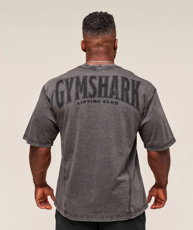 Gymshark Heritage Washed T-Shirt - Onyx Grey/Acid Wash Small Ball