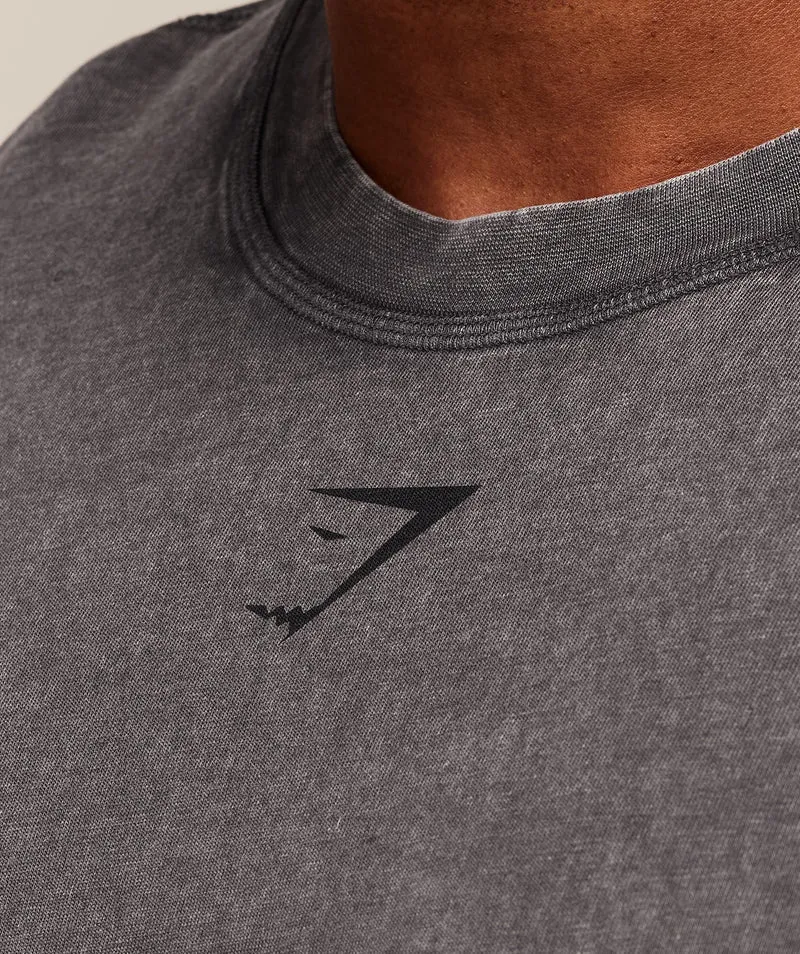 Gymshark Heritage Washed T-Shirt - Onyx Grey/Acid Wash Small Ball