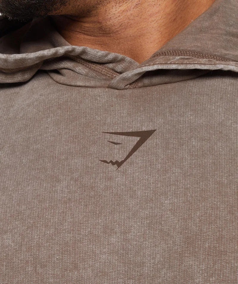 Gymshark Heritage Washed Hoodie - Penny Brown/Acid Wash Small Ball