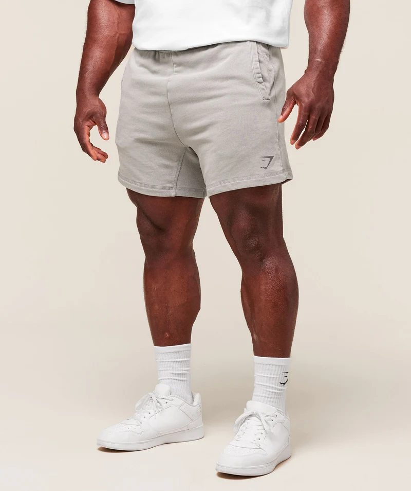Gymshark Power Washed 5" Shorts - Smokey Grey/Acid Wash Small Ball