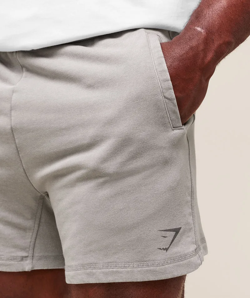 Gymshark Power Washed 5" Shorts - Smokey Grey/Acid Wash Small Ball