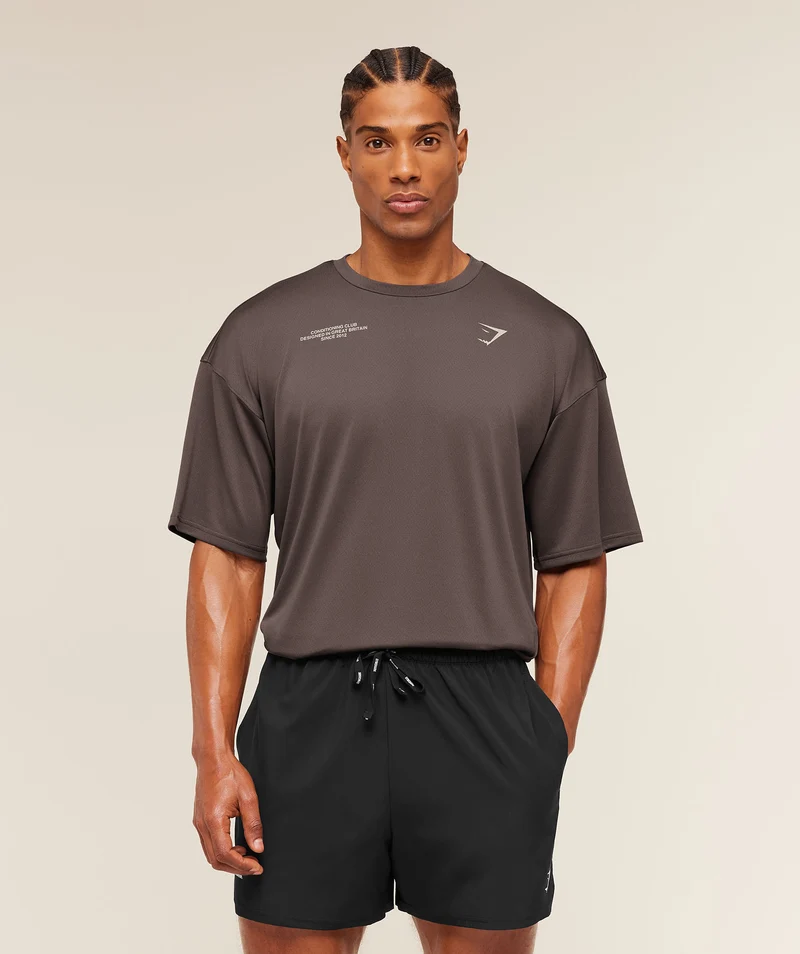 Gymshark Conditioning Club Oversized T-Shirt - Cool Brown/Tinted White